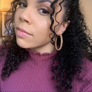 Lightweight Rhinestone Hoop Earrings - Gold